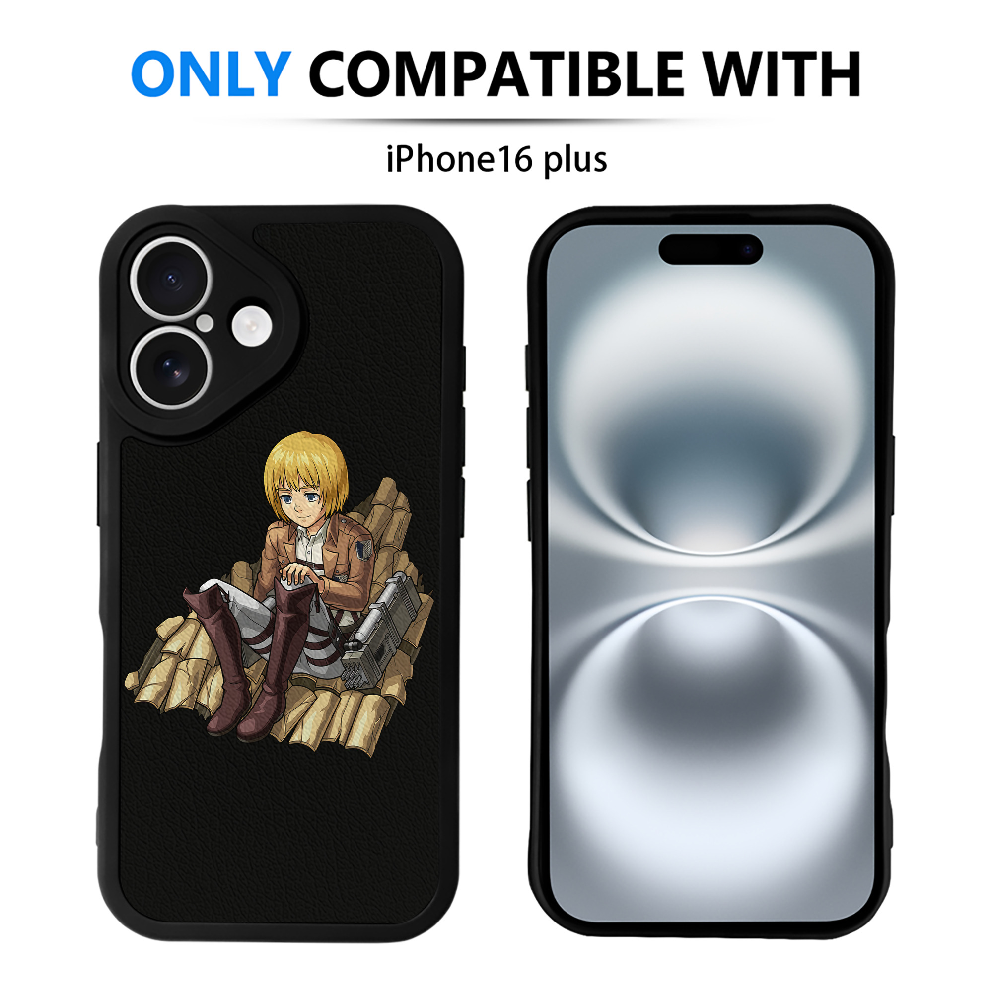 （画像用） 進撃の巨人 アルミン·アルレルト Attack on Titan Armin Arlert 【iPhone 16シリーズ対応】シリコンスマホケース（レザー調） 材質：シリコン